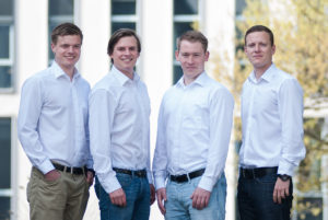 The leading team: Maximilian Messing (Product & IT), Marik Hermann (Sales), Tobias Weiper (Marketing) and Sven Lackinger (Business Development)